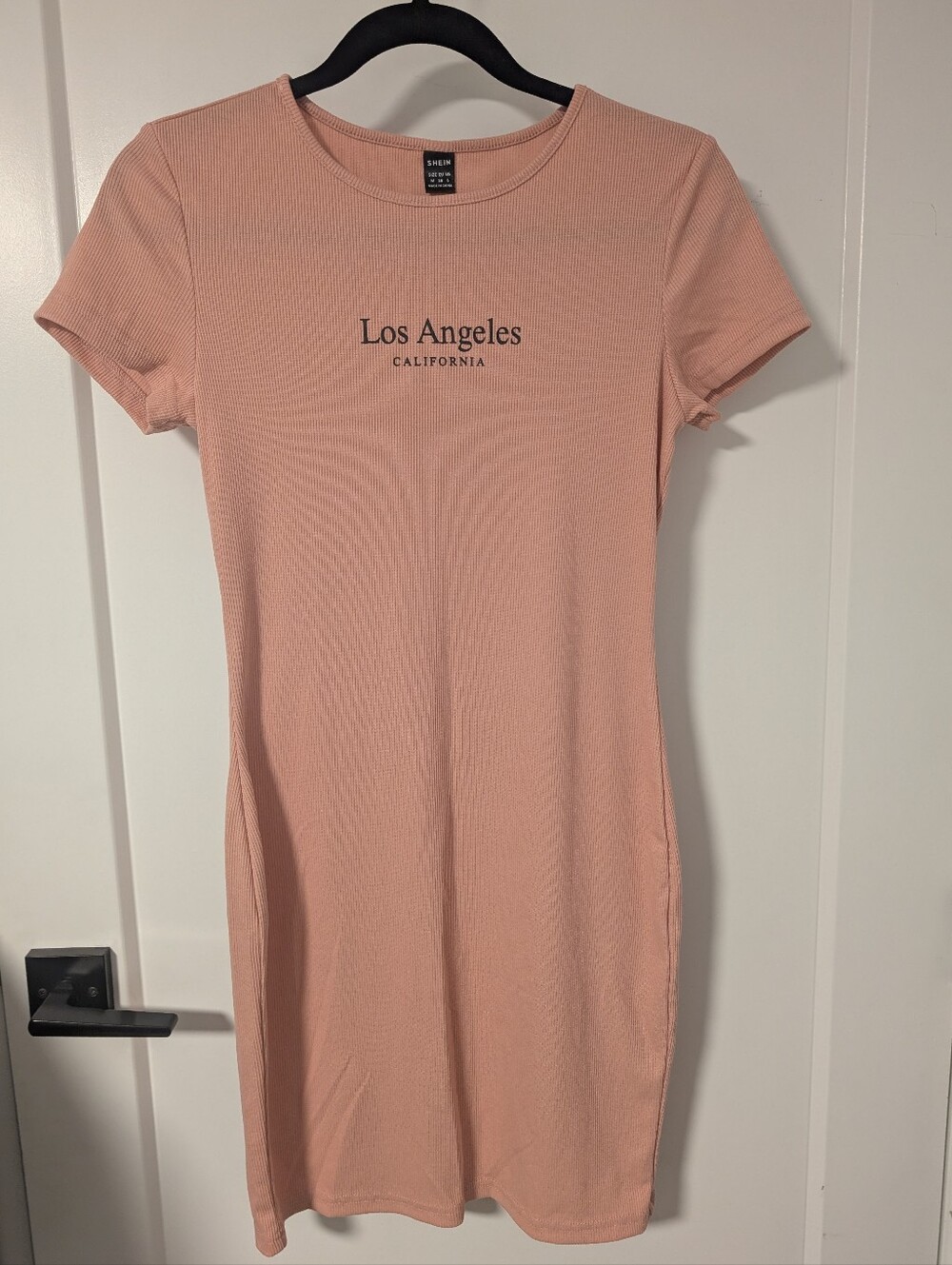 Pink Ribbed T-shirt Dress